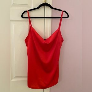 Hot Pink Cowl Neck Satin Tank Top w/ Adjustable Straps from Boohoo